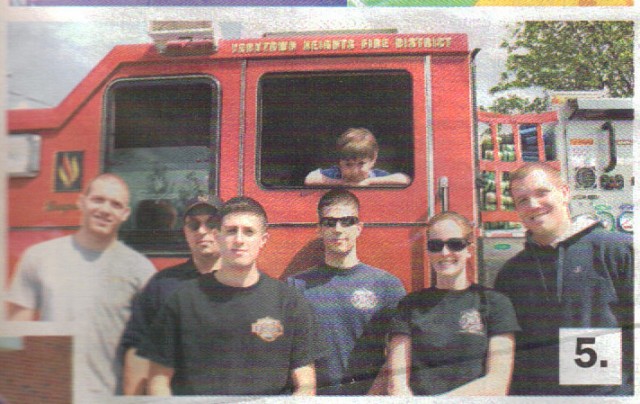 Community Day 2008
L-R FF Sam Slotoroff, Chief Loretta, FF Matt L Lauria,FF Dan Bruno, FF Melissa Vergo, FF Jeff Slotoroff, and in the cab is Chief little Clint